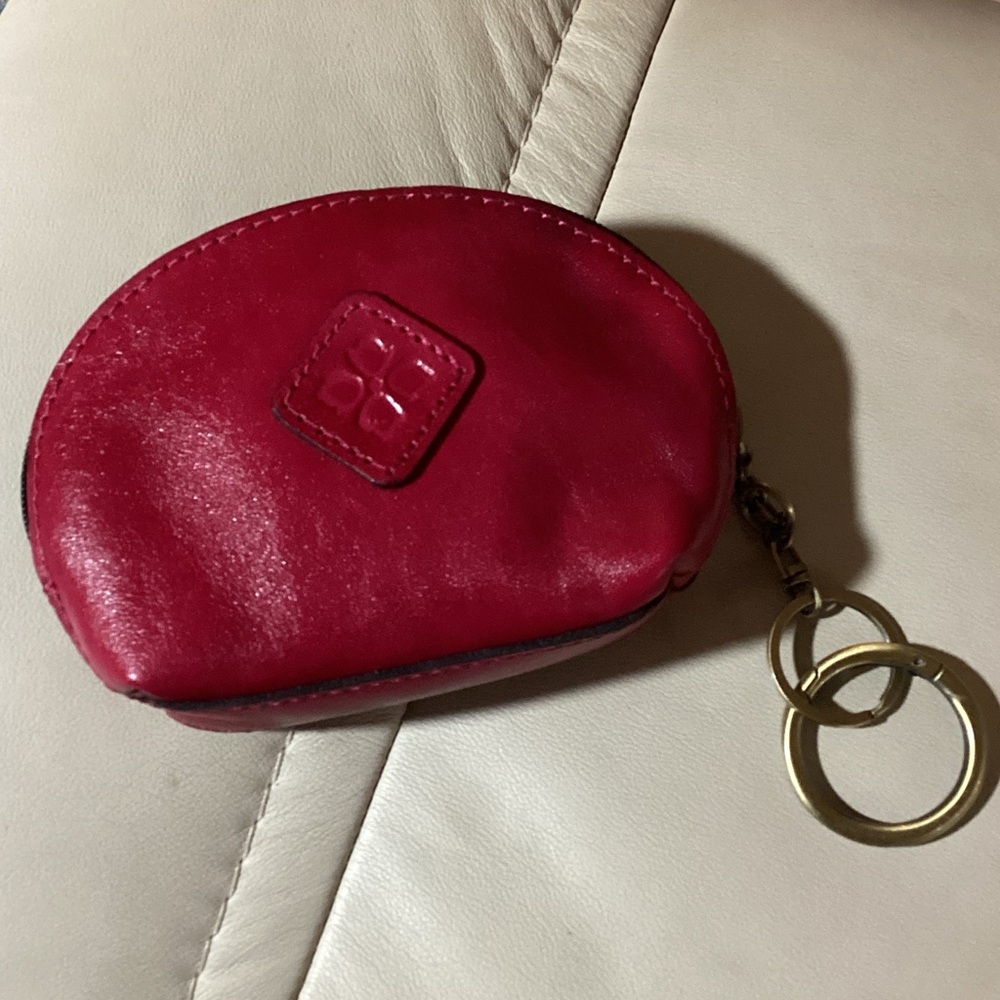 Patricia Nash Red Leather Coin Pouch with Key Ring
